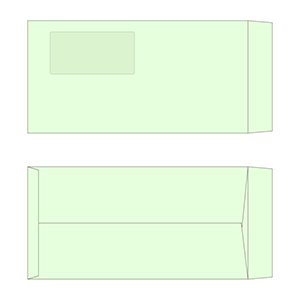 長3封筒 パステルグリーン80g／窓付き／1色刷り
