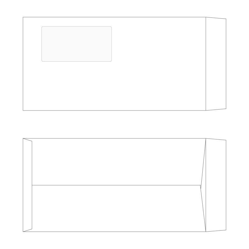 長3封筒 ケント80g/窓付き/1色刷り