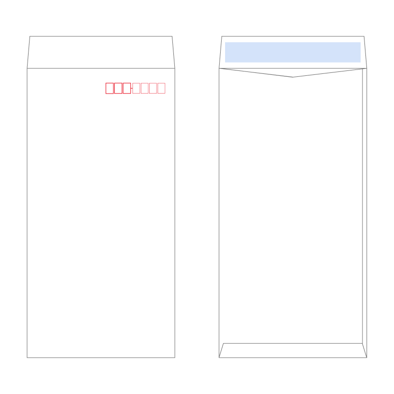 長3封筒 ケント80g／口糊付き／1色刷り